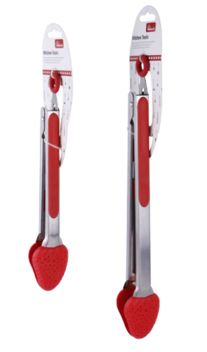 9/12 inch Food tongs with strawberry shape silicone head