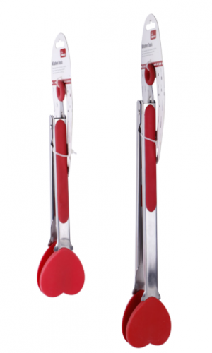 9/12 inch Food tongs with heart shape silicone head