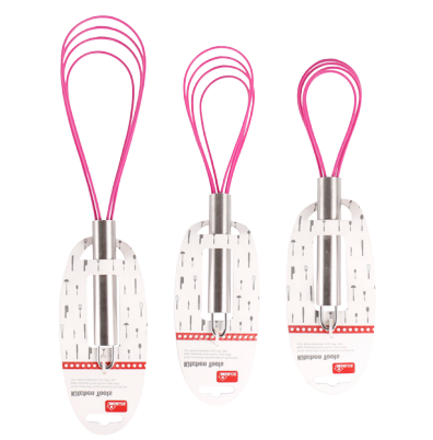 Silicone Whisk with PP handle Balloon Wire Whisk for Blending, Whisking, Beating, Stirring, Set of 3