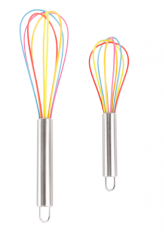 Silicone multicolor Whisk with SS handle,Very Sturdy Kitchen Stainless Steel Balloon Wire Set