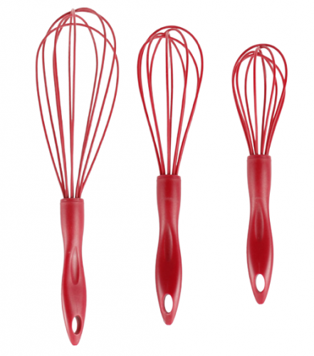 Silicone Whisk with PP handle Balloon Wire Whisk for Blending, Whisking, Beating, Stirring set of 3