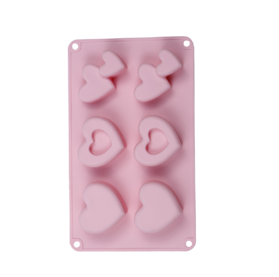 Silicone 6 Cavity Heart Mold Heart Shaped Cake Pans Muffin Cupcake Mold Tray for Jelly