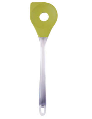 Silicone slotted salad spoon with crystal handle