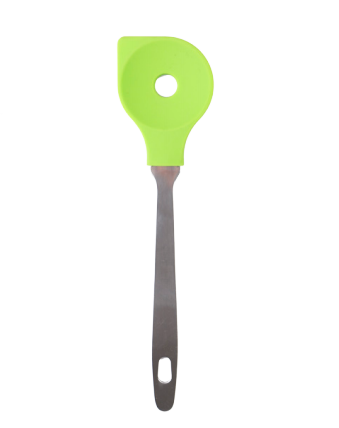 Silicone slotted salad spoon with SS handle