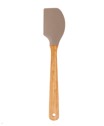 Silicone spatula with flat bamboo handle