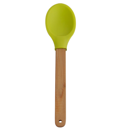 Silicone spoon with wooden handle