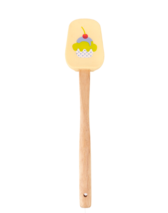 Silicone printed spatula with wooden handle