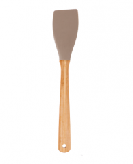 Silicone spatula with flat bamboo handle