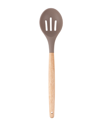 Silicone slotted spoon with wooden handle