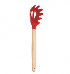 Silicone spagetti server with wooden handle