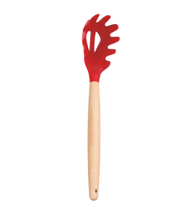 Silicone spagetti server with wooden handle