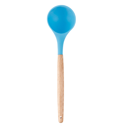 Silicone soup ladle with wooden handle