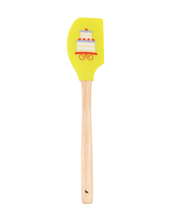 Silicone printed spatula with wooden handle