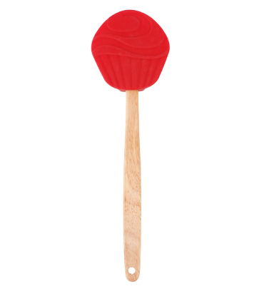 Silicone cake shape spatula with wooden handle