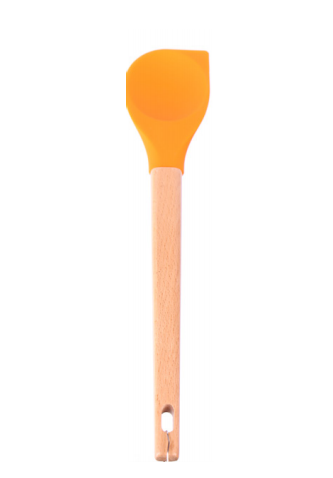 Silicone salad spoon with wooden handle