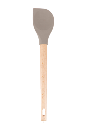 Silicone salad spoon with wooden handle