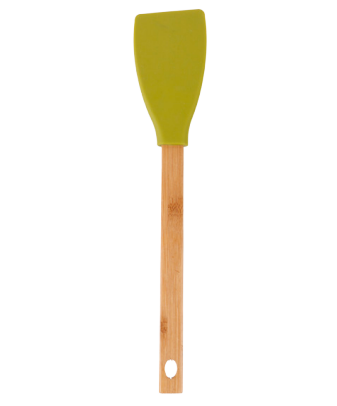 Silicone solid turner with flat bamboo handle