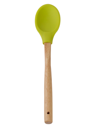 Silicone spoon with wooden handle