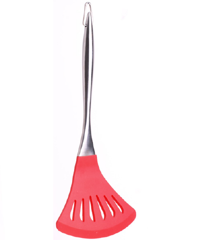 Silicone slotted turner with SS hollow handle