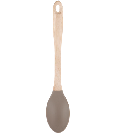 Silicone spoon with wooden handle