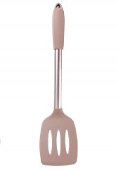 Silicone slotted turner with stainless steel handle