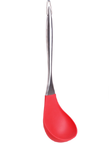 Silicone soup ladle with stainless steel hollow handle