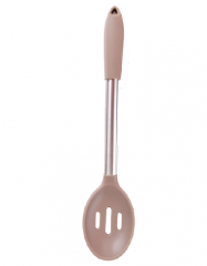 Silicone slotted spoon with stainless steel handle silicone tube