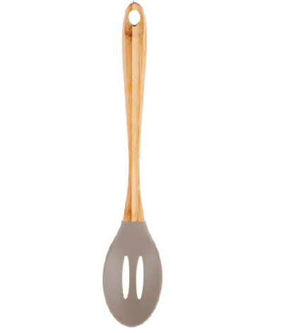 Silicone slotted spoon with bamboo handle