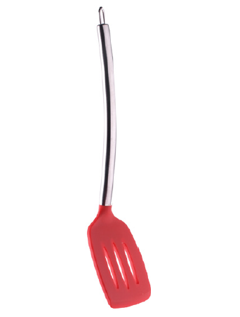 Silicone slotted turner with SS tube handle