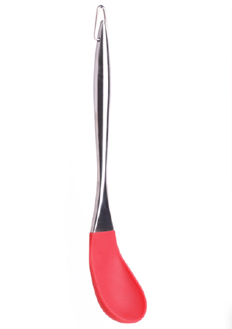 Silicone spoon with stainless steel hollow handle