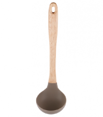 Silicone soup ladle with wooden handle