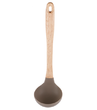Silicone soup ladle with wooden handle