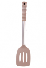 Silicone slotted turner with stainless steel handle silicone tube