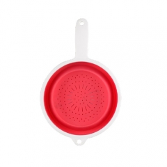 Silicone collapsble strainer with PP handle Collapsible Silicone Colanders Pasta Vegetable/Fruit Kitchen Mesh Strainers