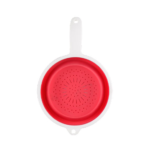 Silicone collapsble strainer with PP handle Collapsible Silicone Colanders Pasta Vegetable/Fruit Kitchen Mesh Strainers
