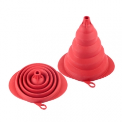Silicone collapsible funnel,Flexible Silicone Foldable Kitchen Funnel for Liquid/Powder Transfer,