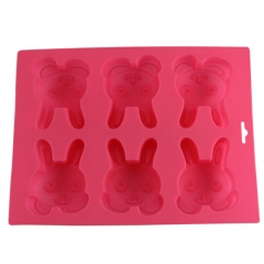 Silicone Rabbit Shape Cake Mold 6 Cavity Jelly Pudding Mold DIY Soap Mold