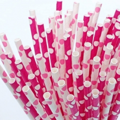 Pink Paper Drinking Straws 150 Pack